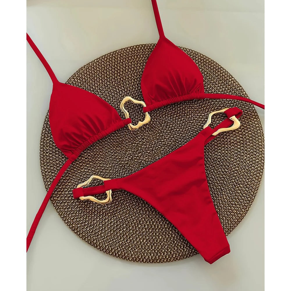 White Gold Ring Triangle Bikini Set