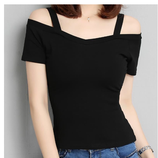 One-Shoulder Sexy Slim Fit Black Crop Top for Women