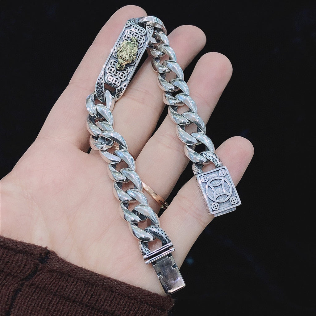 Vintage Men's Bracelet with Horse Whip Chain Design