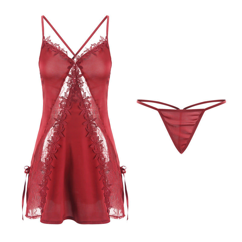 Gorgeous Velvet Lace Cami Sleepwear Set for Home Wear