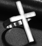 Men's Black Cross Punk Ring