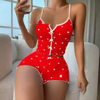 Women's Suspender Shorts Bow Suit