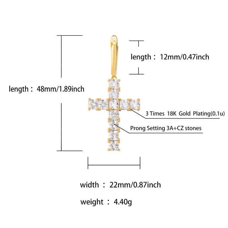 Square Zircon Cross Earrings for Fashionable Styles