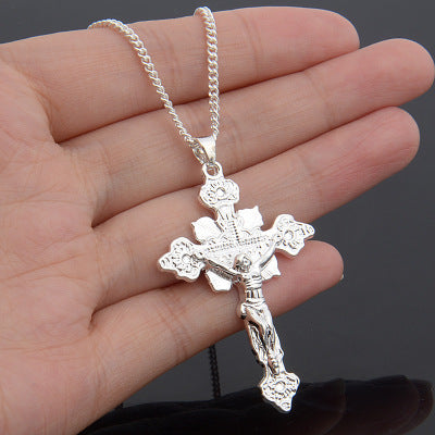Fashion 925 Jesus Cross Pendant Necklace for Sweaters | Christian Jewelry