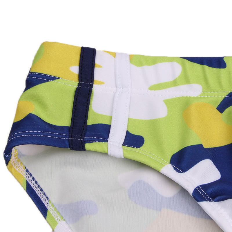Men's Yellow Camo Swim Briefs with Push-Up Pad