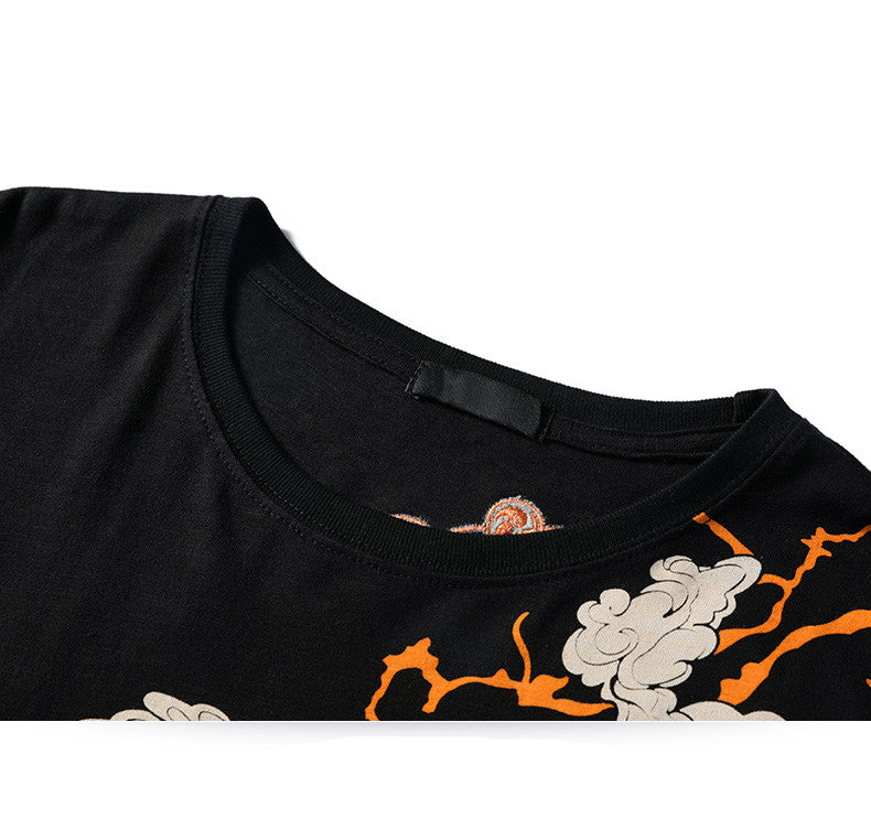 Embroidered Thunder God Short Sleeve Shirt | Streetwear