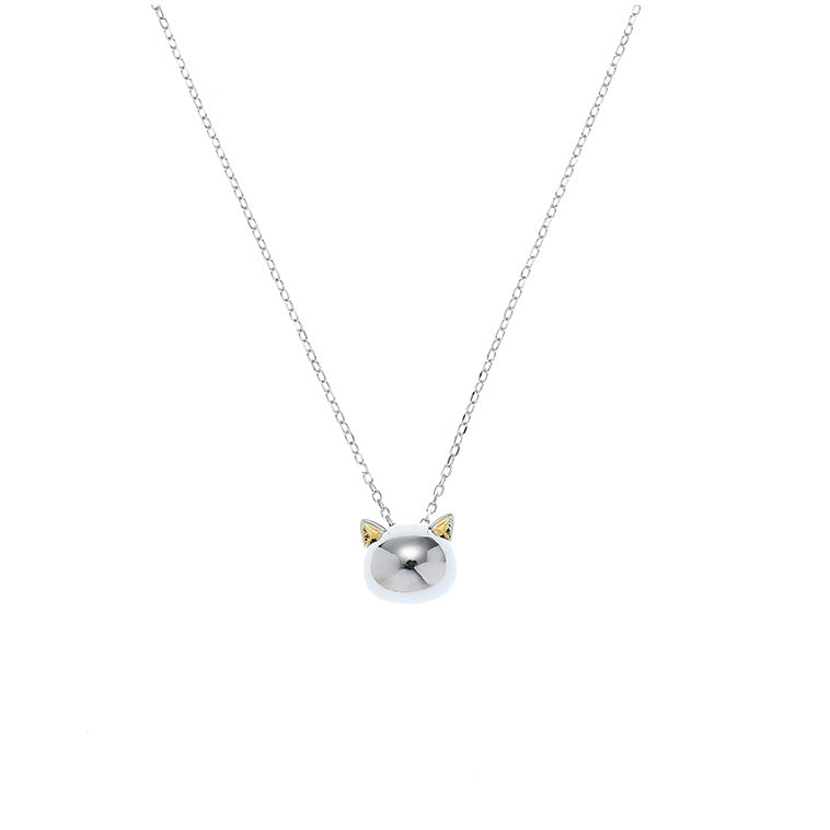 Hollow Cat Necklace - Silver Minimalist Design