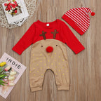 Baby Romper with Hat, Christmas Reindeer Bodysuit
