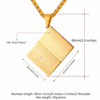 Jesus Bible Pendant Necklace - Stainless Steel Christian Jewelry