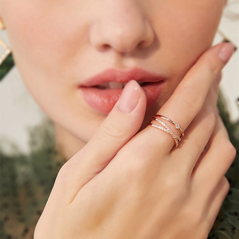 Fashionable Adjustable Cross Double-layer Ring for Women