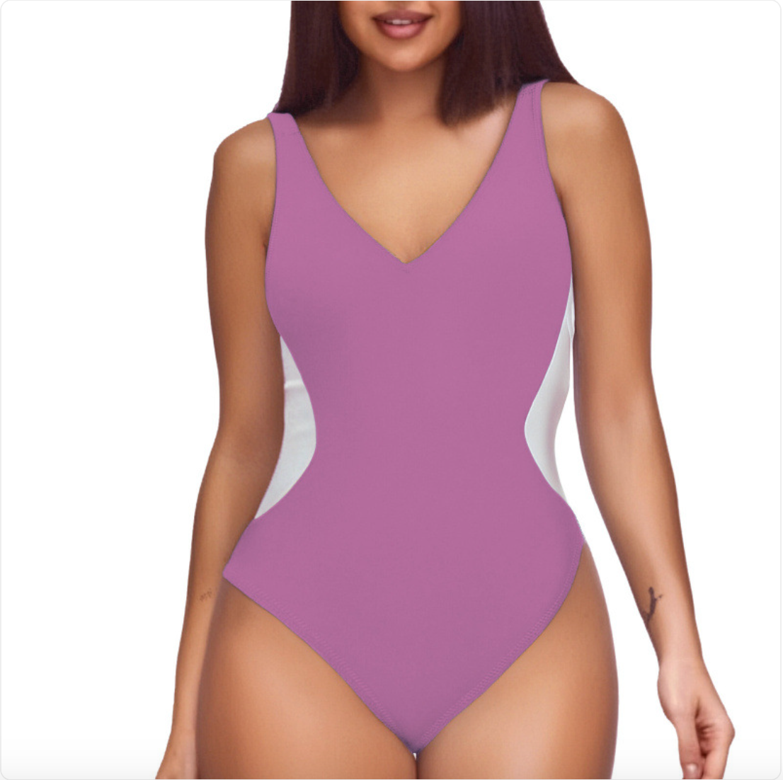 Deep V Colorblock One-Piece Swimsuit