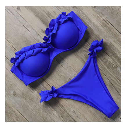 Ruffle Trim Bandeau Push-Up Bikini Set