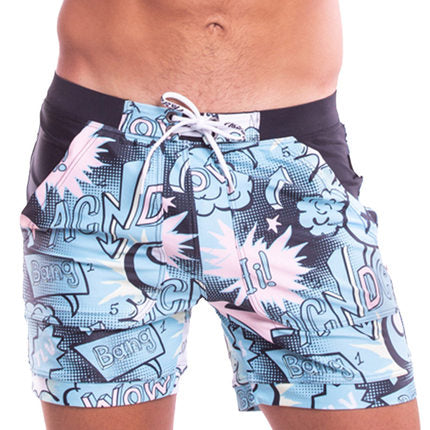 Men's Quick-Dry Comic Print Swim Shorts