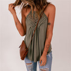 Summer Women's Lace Solid Casual Tank Top