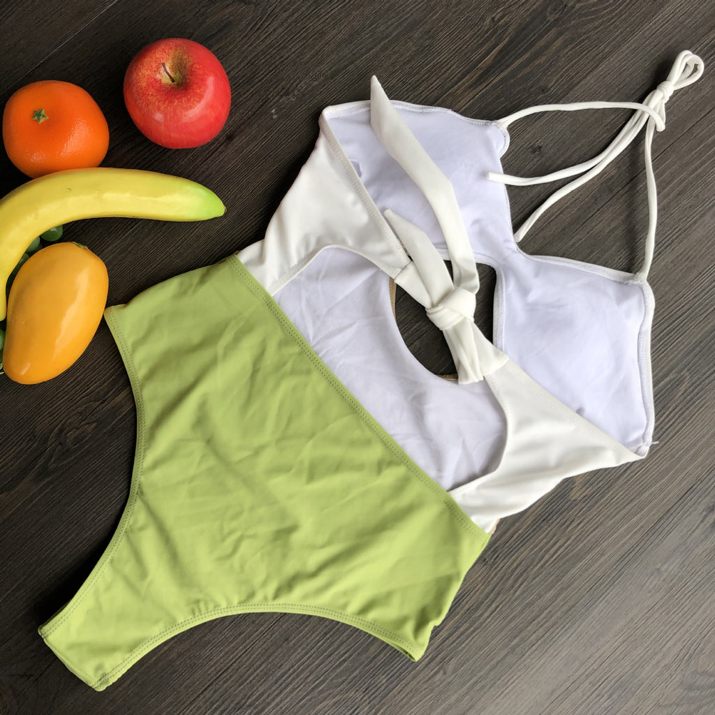 Womens Cutout Colorblock One-Piece Swimsuit