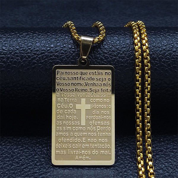 Stainless Steel Bible Prayer Necklace for Men | Christian Jewelry