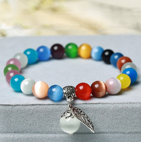 Handmade Cat's Eye Stone Crystal Bracelet