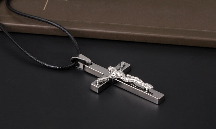Jesus Cross Pendant in Titanium Steel Necklace | Christian Jewelry