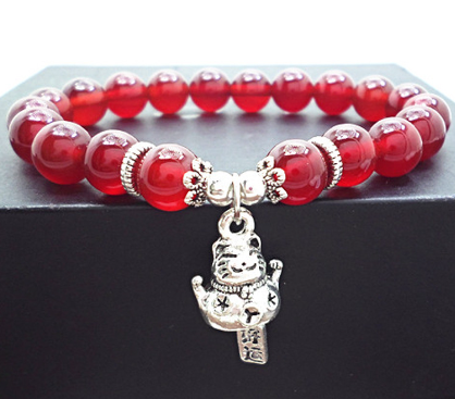Cute Dog Bracelet with Red Agate & S925 Silver