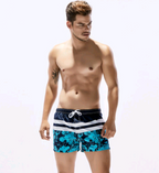 Men's Quick-Dry Striped Floral Swim Trunks