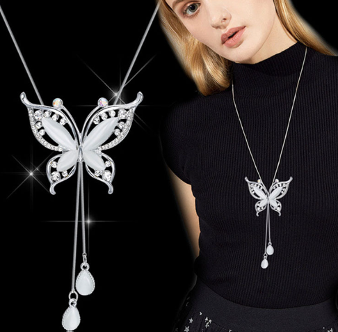 Butterfly Key Necklace with Cat's Eye Stone (One Piece) | Jewelry