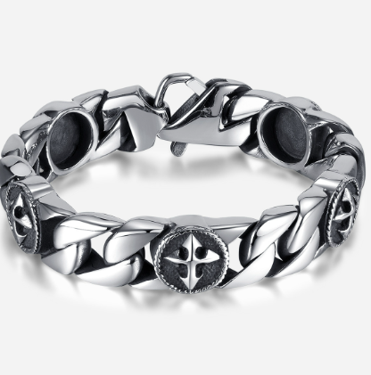 Vintage Titanium Steel Cross Shelf Bracelet