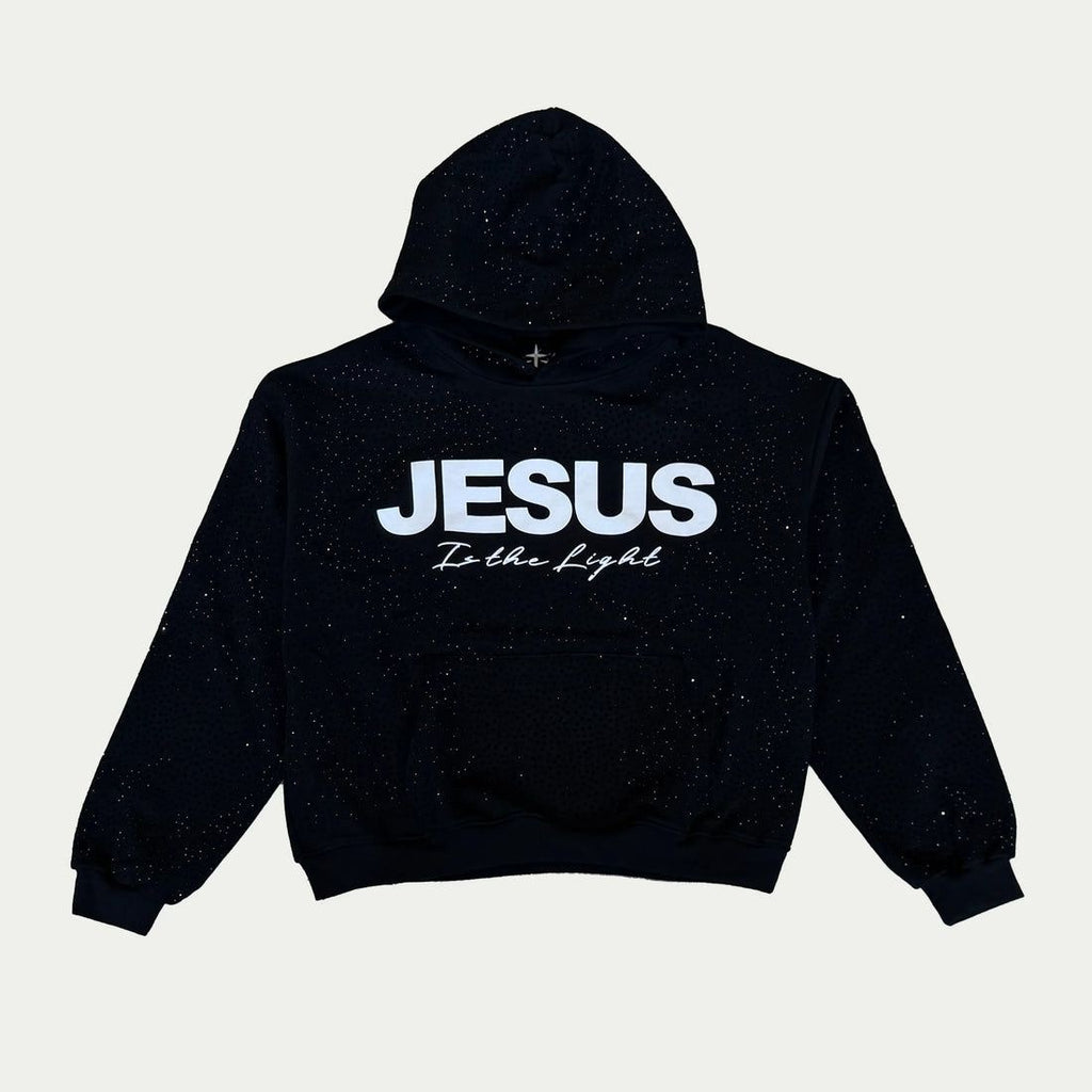 Jesus is the light Rhinestone Hoodie | Faith Streetwear