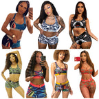 80D8344 Women's Streetwear Letter Print Set with Shorts