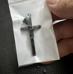 Gold Titanium Steel Crucifix Necklace