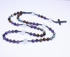 Rosary Necklace with Amethyst and Tiger Eye Stones | Christian Jewelry