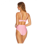 Pink Heart Print Bandeau Bikini Set