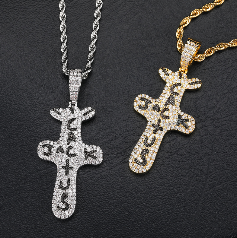 Hip Hop Jewelry with Zircon Pendant Cross Necklace