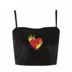 Embroidered Velvet Camisole with Heart Design