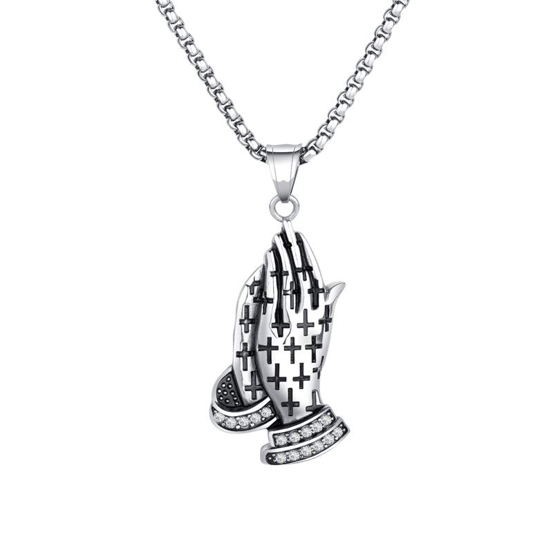 Vintage Christian Prayer Hands Pendant Necklace | Christian Jewelry