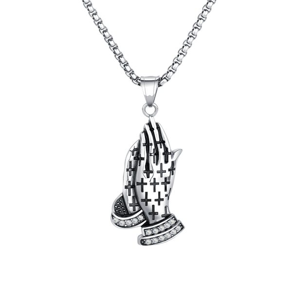 Vintage Christian Prayer Hands Pendant Necklace | Christian Jewelry