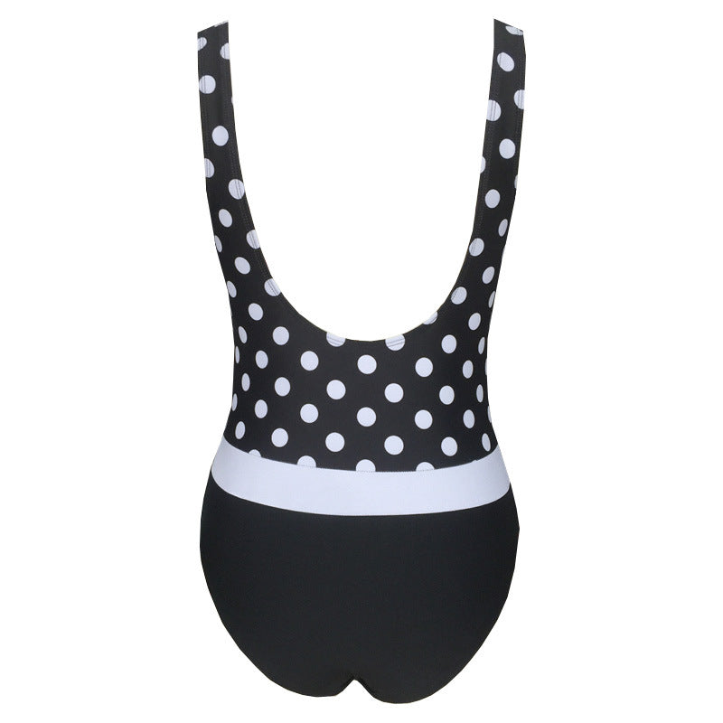 Polka Dot High-Neck One-Piece Swimsuit
