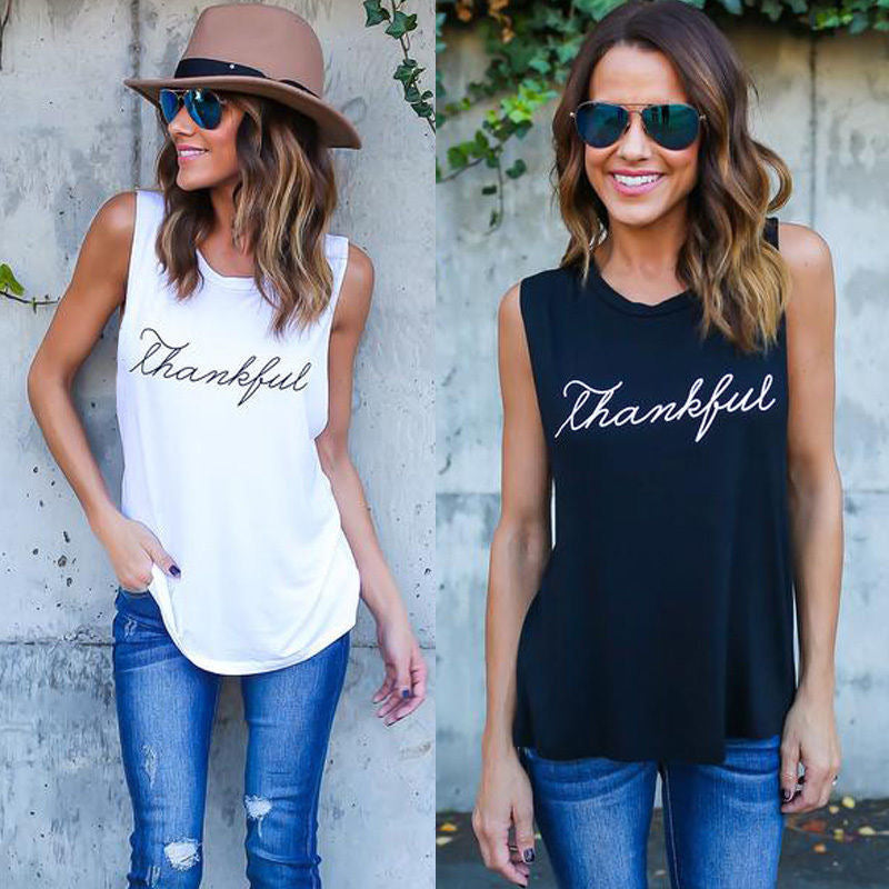 2019 Spring Women's Loose Fit Round Neck Tank Top