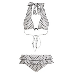 Women's Brown Polka Dot Ruffle Skirt Bikini Set