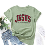 Women's JESUS Printed Loose Round Neck T-shirt | Faith Streetwear
