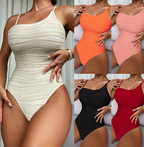 Ribbed One-Shoulder One-Piece Swimsuit