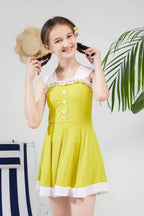 Girls Button-Front Skirted Swim Dress