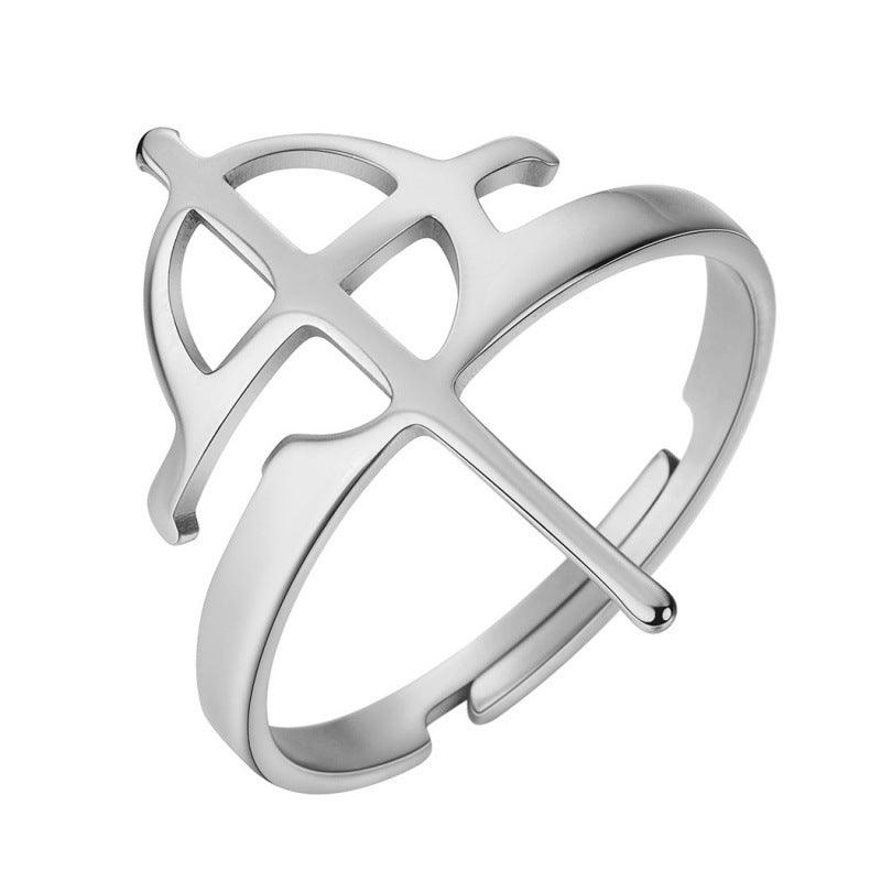 Stainless Steel Geometric Cross Couple Finger Rings