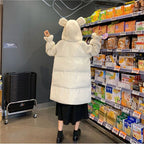 Women's Teddy Bear Parka with Faux Fur Patches