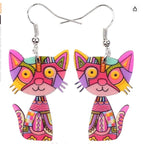 3D Painted Cat Earrings | Jewelry