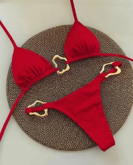 White Gold Ring Triangle Bikini Set