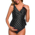 Polka Dot V-Neck Maternity One-Piece Swimsuit