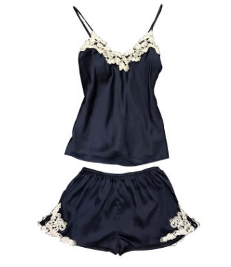 Embroidered Women's Sexy Pajama Set with Shorts