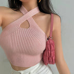 Women's Sleeveless Crossover Halter Tank Top for Summer