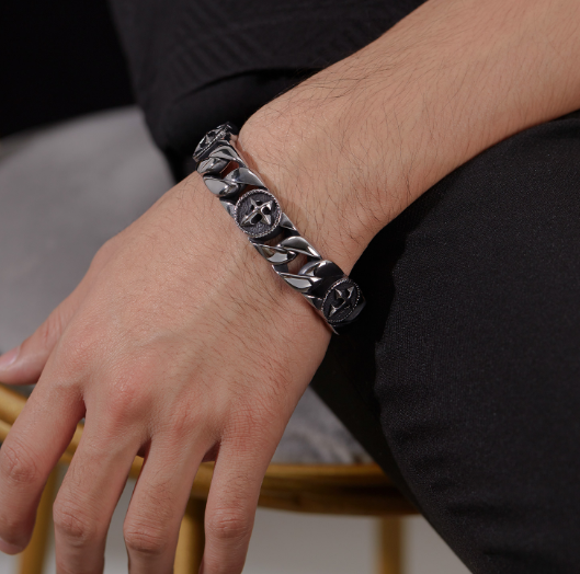 Vintage Titanium Steel Cross Shelf Bracelet