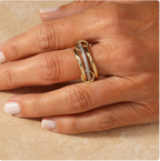 Stainless Steel Zircon Trinity Ring | Jewelry